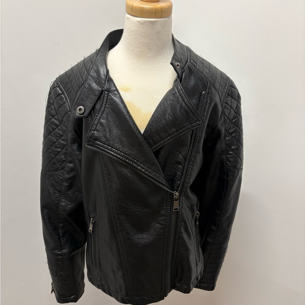 Kids Black Leather Biker Jacket